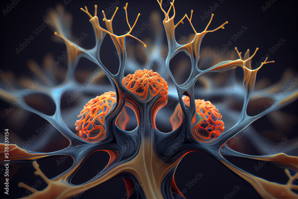 Fototapete the process of neuroplasticity, showing how new neural pathways are formed through repeated use and 