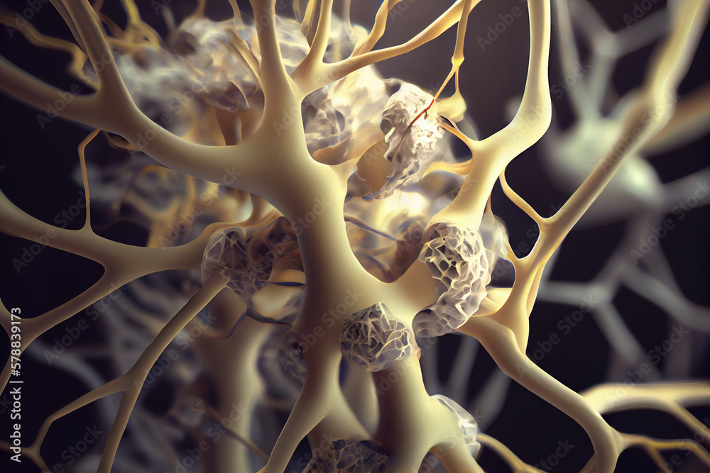 Aufkleber The process of neuroplasticity, showing how new neural pathways are formed through repeated use and strengthening. Generative AI technology.
