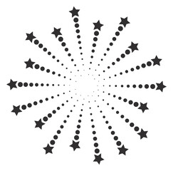 Star light round burst. Black firework icon