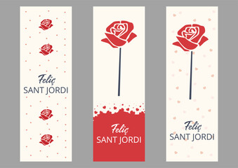 Bookmark Sant Jordi, flower and heart icon