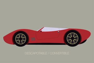 convertible supercar, side view, flat design style, motor vehicle