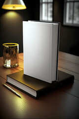 Mockup of a book on a bar table, created AI generative technology