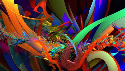 A colorful explosion of abstract shapes, inner chaos. Generative AI.