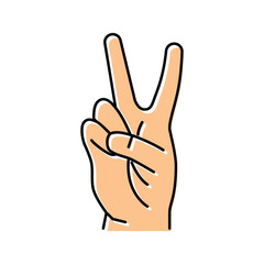 two number hand gesture color icon vector illustration