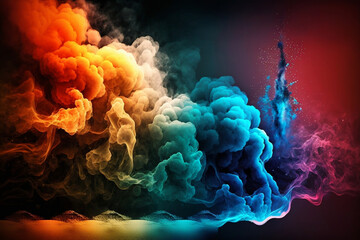 Fototapeta premium Ethereal and Dynamic Smoke Background: A Burst of Colorful Hues