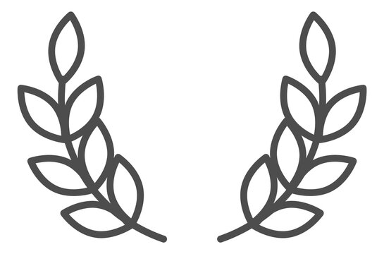 Olive branch line icon. Laurel wreath symbol