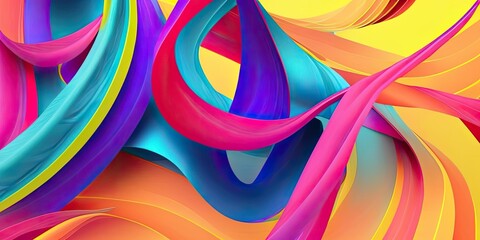 Abstract 3d rendering of wavy colorful background. Creative design template.