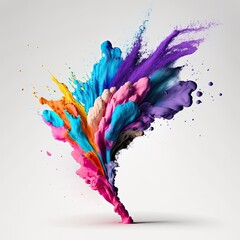 Colorful paint splashes isolated on white background. Generative ai