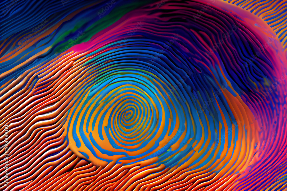 Leinwandbilder an abstract image of a fingerprint with vibrant, multi-colored swirls and patterns, suggesting uniqu