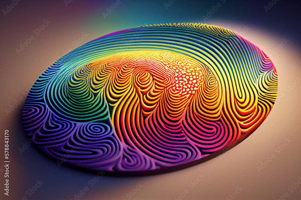 Leinwandbilder an abstract image of a fingerprint with vibrant, multi-colored swirls and patterns, suggesting uniqu