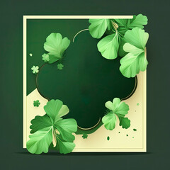 Greeting card with green clover leaves. image with space for text. Generative ai