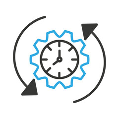 png image of clock icon with gear on transparent background