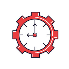red gear clock png icon with white background