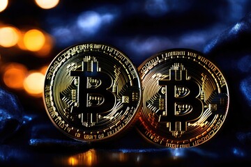 Bitcoin, dark realistic photo. Generative AI. 