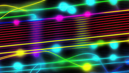 colorful neon lines on black background