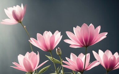 Naklejka na ściany i meble Flowers, soft and beautiful macro shot, with a blurred gradient backdrop. Generative AI.