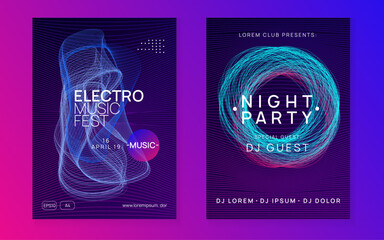 Neon trance event flyer. Techno dj party. Electro dance music. Electronic sound. Club fest poster.