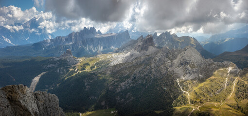 Panoramic view from Mount Lagazuoi in Cortina d'Ampezzo, Italy