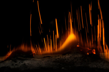 fire in dark. explosion black powder.