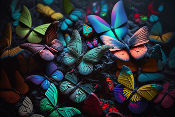 Fototapeta na wymiar Beautiful colored butterfly wallpaper background design texture pattern. Decorative design decoration. Ai generated