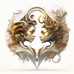 Symbolism of Astrological Symbol of Gemini, with a Stunning Twins, Generative AI