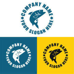 Modern, vintage Fish logo design vector