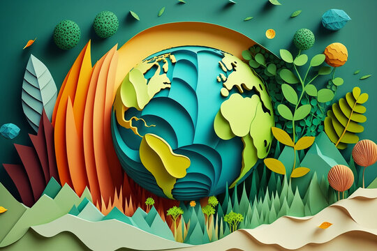 Fototapeta world environment and Earth day concept with green globe
