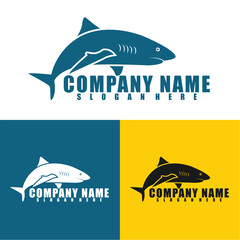 Modern, vintage Fish logo design vector