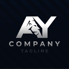 Letter AY Lion Head Initial Logo Design