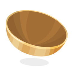 Empty bamboo salad bowl. Isolated image on white background. Vector illustration.