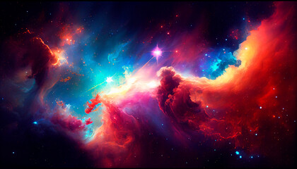 Obraz na płótnie Canvas Abstract outer space endless nebula galaxy background. Generative AI