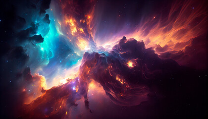 Fototapeta na wymiar Abstract outer space endless nebula galaxy background. Generative AI