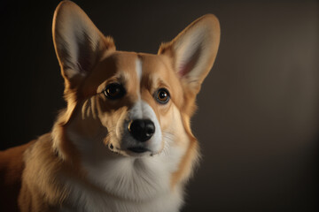 welsh corgi dog muzzle close up, ai