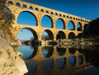 Papier Peint photo Pont du Gard Pont du Gard - one of best bridges and monuments of antiquity in France