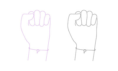 Obraz premium Woman hand feminism in trendy style one line. Trendy vector illustration. Vector illustration