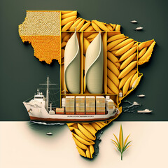 Illustration of the map of Brazil referring to the minerals and resources that they export generated IA