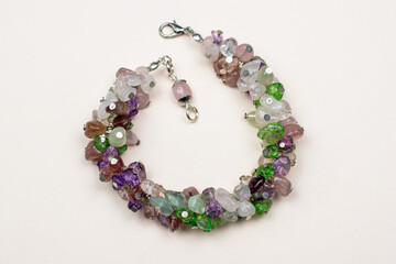 Colorful gemstone beads bracelet, unique handmade jewelry background
