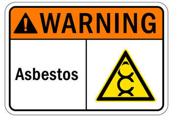 Asbestos chemical hazard sign and labels