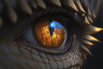 Naklejka premium Dragon eye closeup, ai