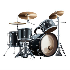 Obraz na płótnie Canvas drum set png vector illustration icon transparent background Generative Ai