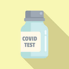 Covid test jar icon flat vector. Nose check. Virus lab