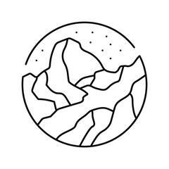 snow mountain landscape line icon vector illustration
