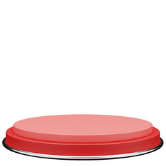 empty red pedestal with metal ring