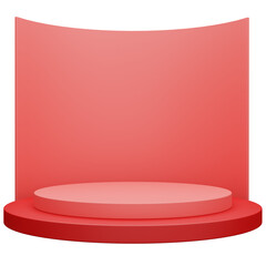 podium with red background. 3d illustration