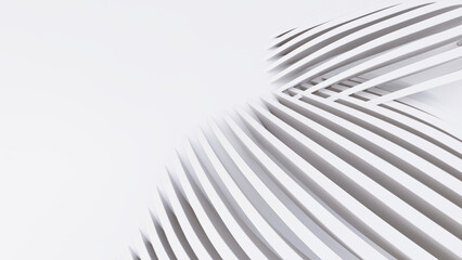 Abstract Curved Shapes. White Circular Background.