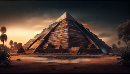 Illustration of an ancient Aztec ruin. Generative AI.