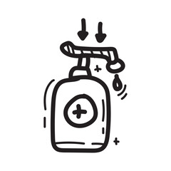 doodle hand sanitizer icon outline vector