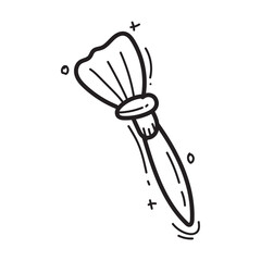 doodle blush brush icon outline vector
