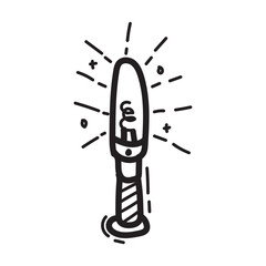 doodle lightstick icon outline vector