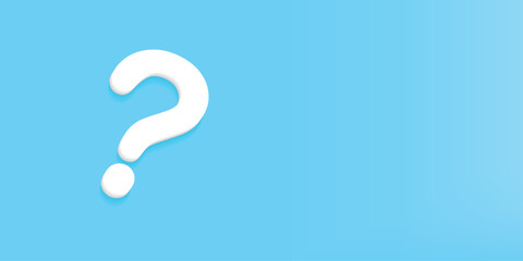 Question mark. FAQ, support, help concept. 3d vector icon. Realistic 3d design cartoon style. Icon isolated on blue background.